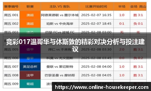 竞彩017温哥华与休斯敦的精彩对决分析与投注建议
